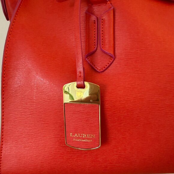 Lauren Ralph Lauren Red Leather Zip Satchel Crossbody (NWT) - Picture 2 of 10